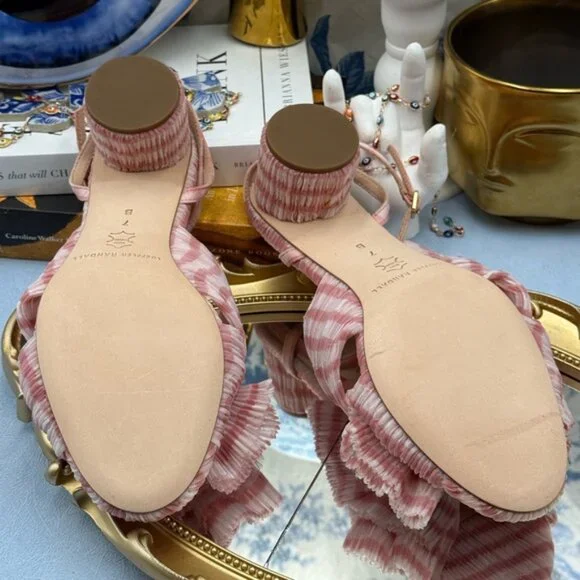 🆕 LOEFFLER RANDALL 🧿 NWOT Dahlia Soft Pink Gingham Pleated Bow Heel, Sz 7 - Picture 15 of 15